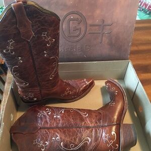 Ladies Corral Circle G Congac Leather Boots size 9